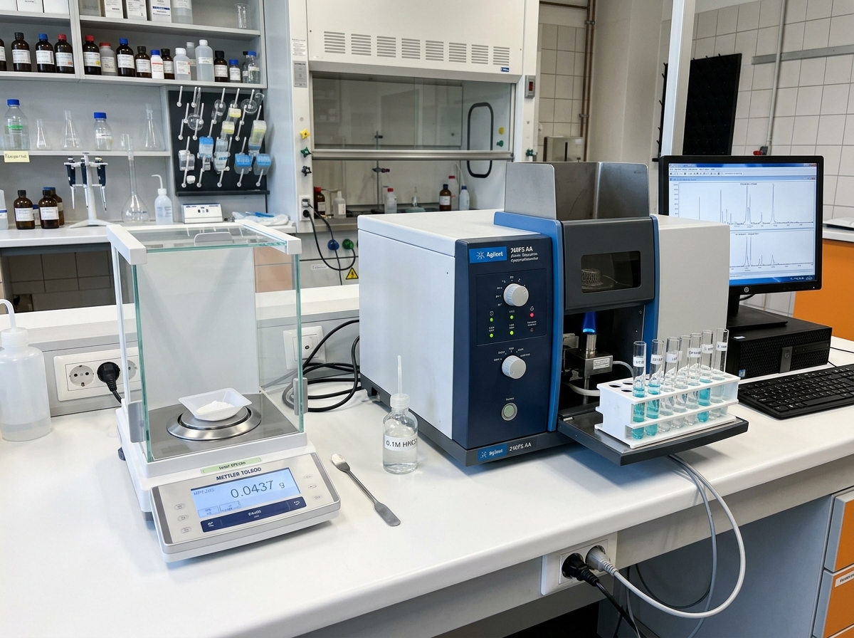 Laboratorio de análisis químico con equipos e instrumental técnico